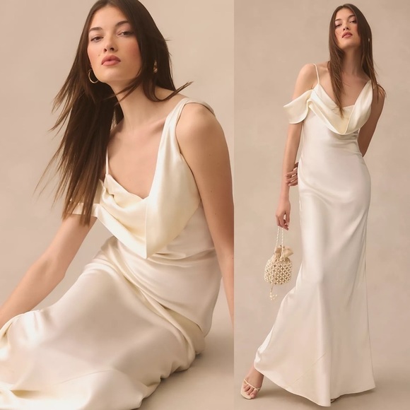 Reformation Ronda Silk Cowl Neck Wedding Maxi Dress Ivory White NEW with tags - Picture 14 of 15